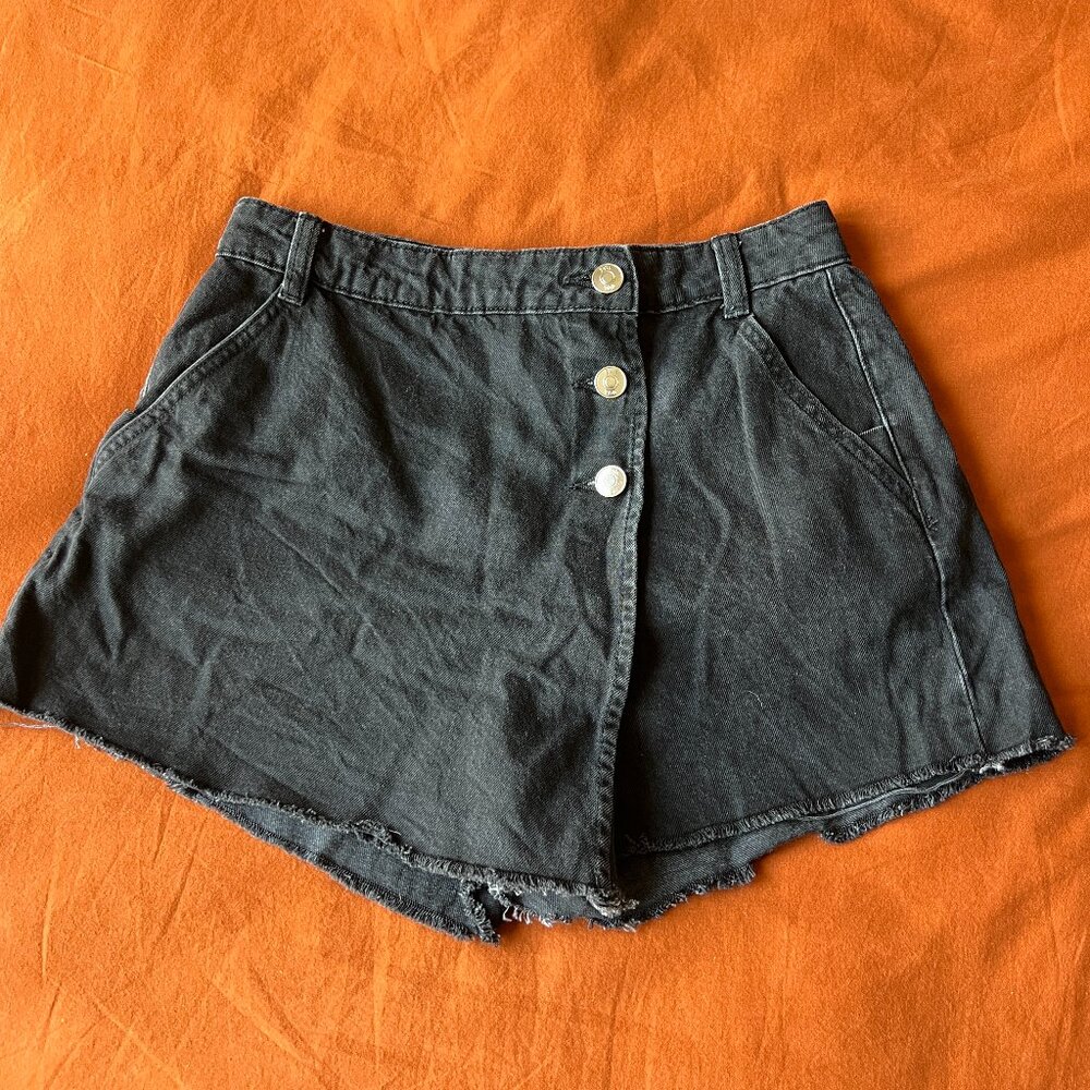 Small - ZARA - Black Denim Skort